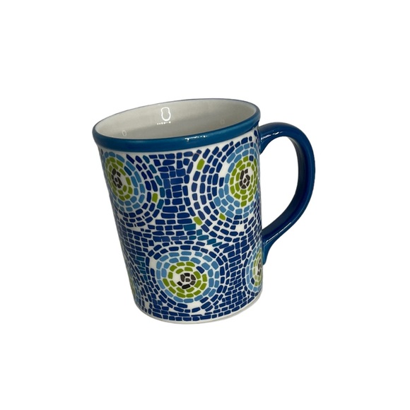 Starbucks 2008 blue ceramic mosaic pattern coffee tea mug cup collectible - Picture 3 of 9